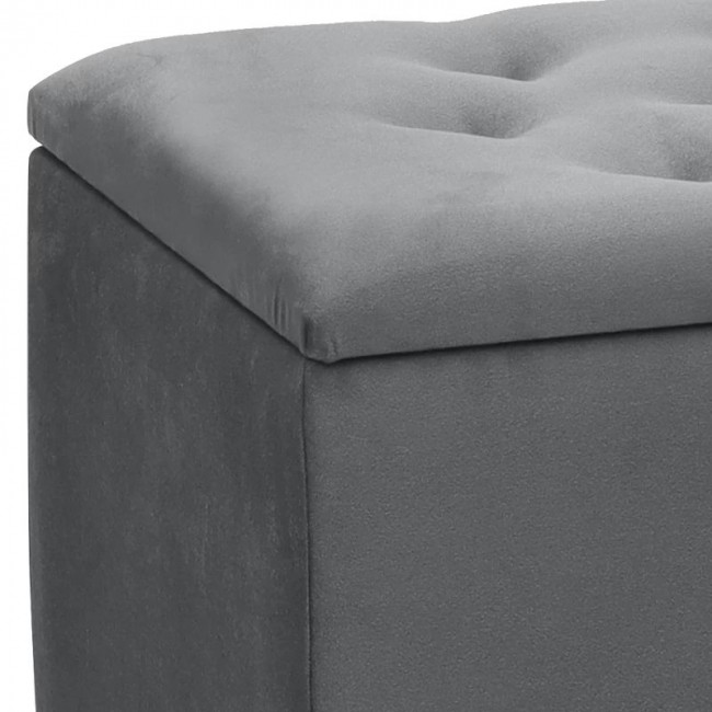 Lotus Megapap velvet fabric stool in grey color 90x40x50cm.