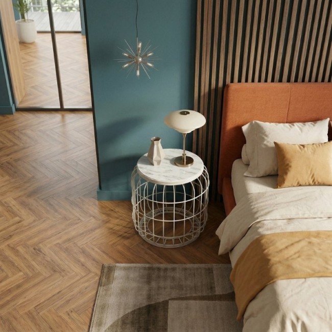 Muller Megapap metallic - Mdf stool - side table in white color 35x35x47cm.