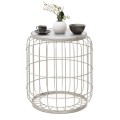 Muller Megapap metallic - Mdf stool - side table in white color 35x35x47cm.
