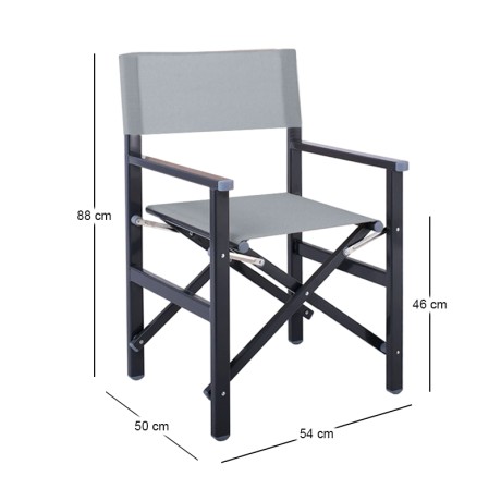 Director Armchair, Aluminium Anthracite 1.2mm, Textilene Grey