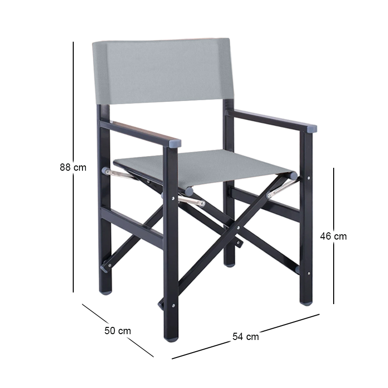 Director Armchair, Aluminium Anthracite 1.2mm, Textilene Grey