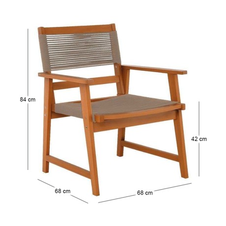 SPRING Living Armchair Acacia Natural, Rope Wicker Beige