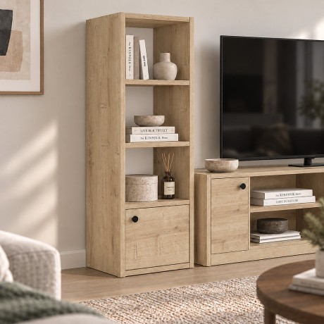 Στήλη - Βιβλιοθήκη Eldorado Megapap χρώμα sapphire oak 33,2x29,6x100εκ.