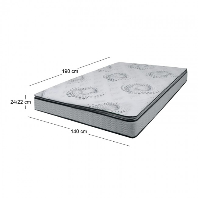 MATTRESS Top Foam/Continuous Spring 140x190x(24/22)cm Single Sided