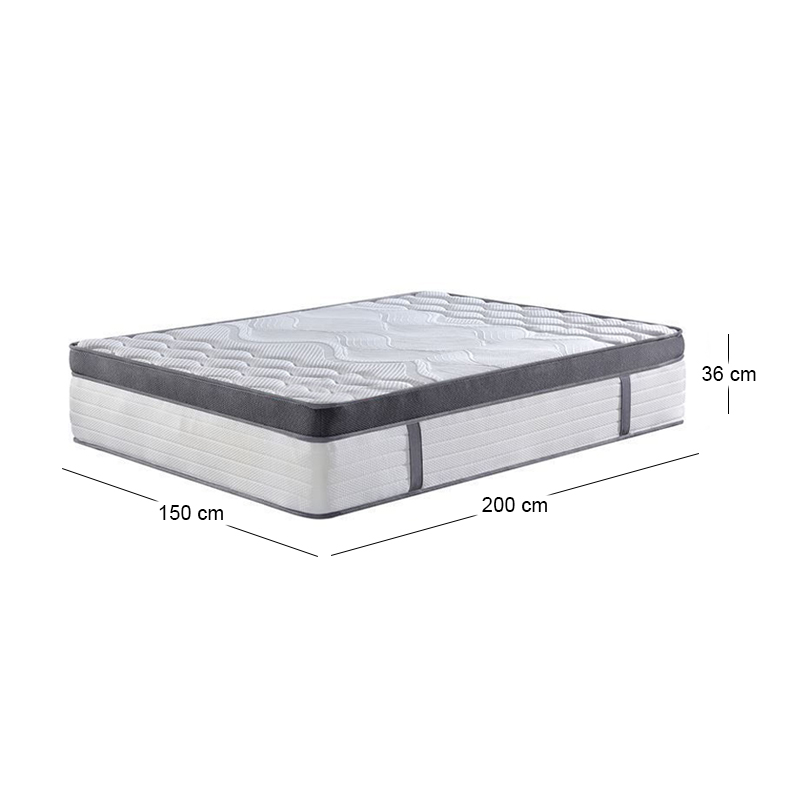 MATTRESS 5-Zone Pocket Spring+Gel MF+Latex 150x200x36cm 2-side (Roll Pack)