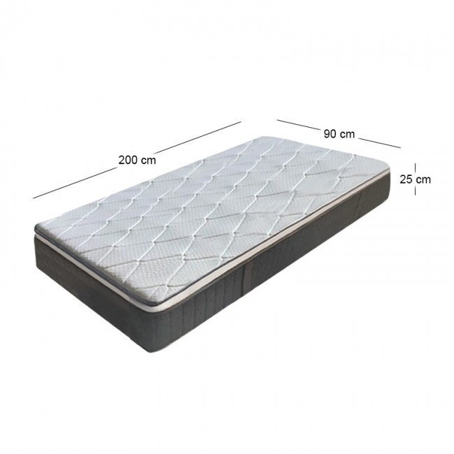 MATTRESS 90x200/25cm Pocket Spring, Reinforced edge, 1-side (Roll Pack)