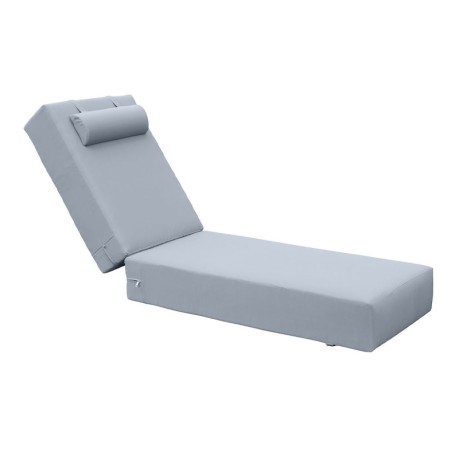 SUNLOUNGER 20cm Cushion w/Headrest Grey Fabric (Water Repellent) 196x60 Velcro