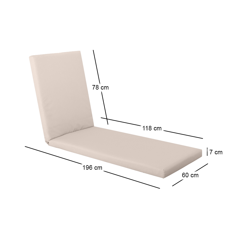 SUNLOUNGER Μαξιλάρι Ξαπλώστρας Ύφασμα Sandy Water Repellent, Φερμουάρ-Velcro