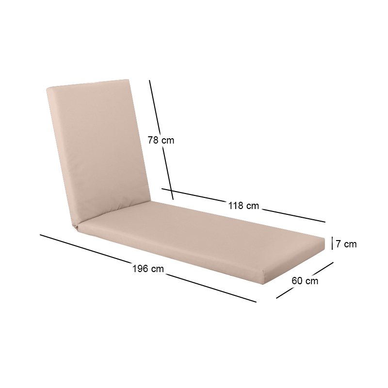 SUNLOUNGER Cushion Beige Pvc 196x60x7 Velcro