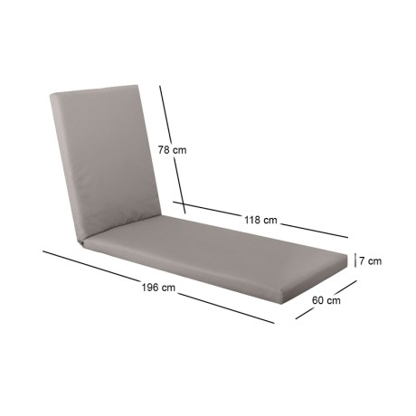 SUNLOUNGER Cushion Grey Textilene 196x60x7 Velcro
