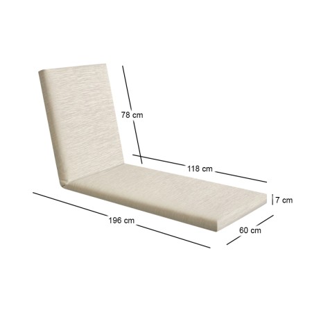 SUNLOUNGER Cushion Beige Textilene 196x60x7 Velcro
