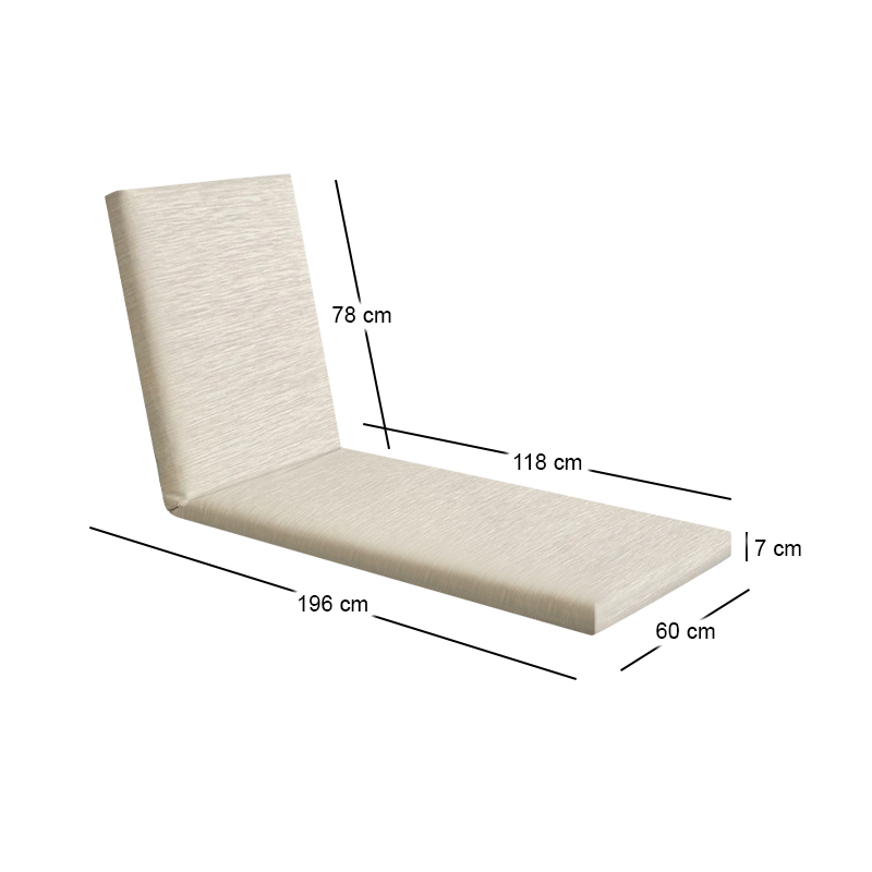 SUNLOUNGER Cushion Beige Textilene 196x60x7 Velcro