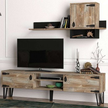 Σύνθεση τηλεόρασης Costa Megapap χρώμα vintage patik - μαύρο 180x29,5x49εκ.