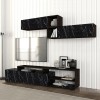 Σύνθεση τηλεόρασης Grill Megapap χρώμα μαύρο rebab - μαύρο εφέ μαρμάρου 220x35x47,5εκ.