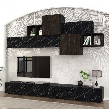 Σύνθεση τηλεόρασης Tromen Megapap χρώμα μαύρο εφέ μαρμάρου - μαύρο rebab 260x40x33εκ. Σύνθεση τηλεόρασης Tromen Megapap χρώμα μαύρο εφέ μαρμάρου - μαύρο rebab 260x40x33εκ.