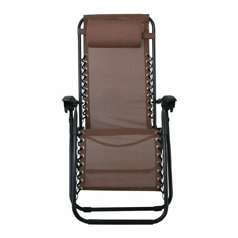 SUPER RELAX Armchair with Footstool Metal Anthracite/Textilene Brown