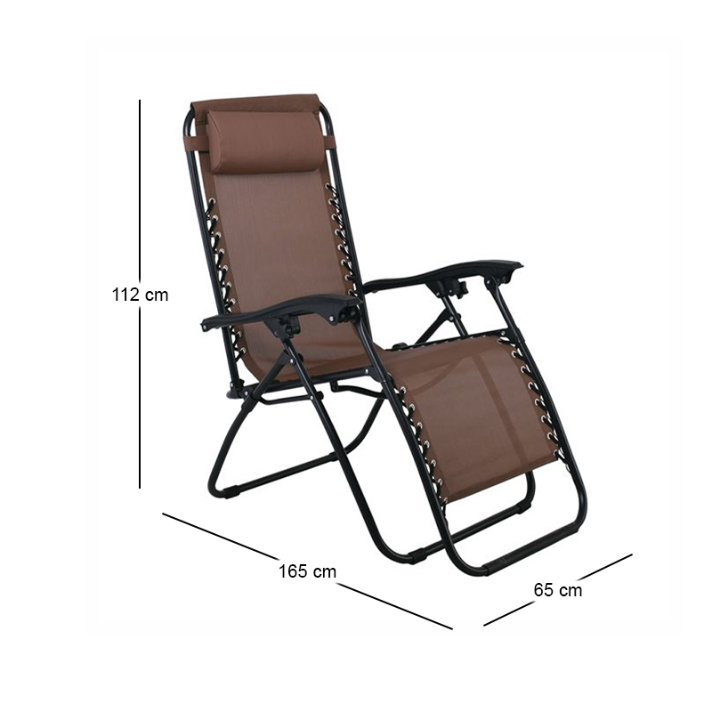 SUPER RELAX Armchair with Footstool Metal Anthracite/Textilene Brown