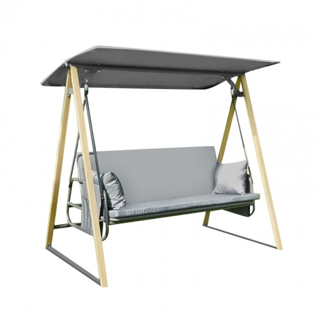 SURF Swing 3-Sater (Bed) Metal Natural-Dark Grey, Fabric Grey