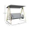 SURF Swing 3-Sater (Bed) Metal Natural-Dark Grey, Fabric Grey