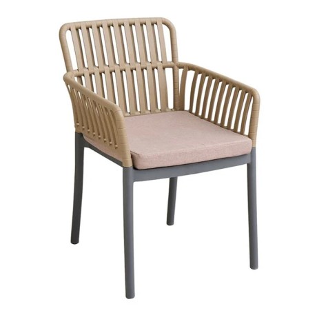 SYLVIA Armchair PP-UV Sand Beige/Anthracite, Cushion Beige