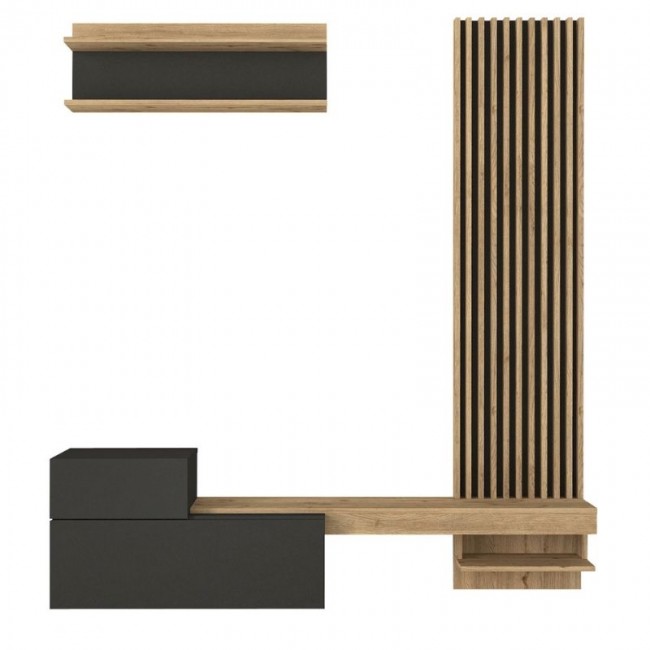 Σύνθεση τηλεόρασης Dumont Megapap χρώμα ανθρακί - sepet oak 180x36,8x200εκ.