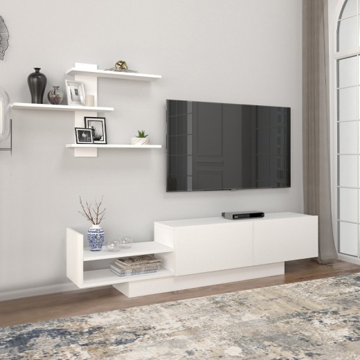 Σύνθεση τηλεόρασης Egemen Megapap χρώμα λευκό 180x32x40εκ.