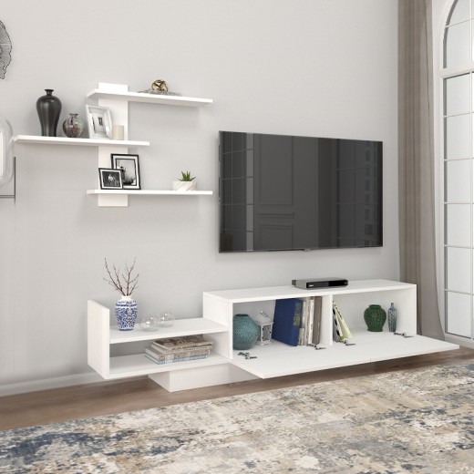 Σύνθεση τηλεόρασης Egemen Megapap χρώμα λευκό 180x32x40εκ.