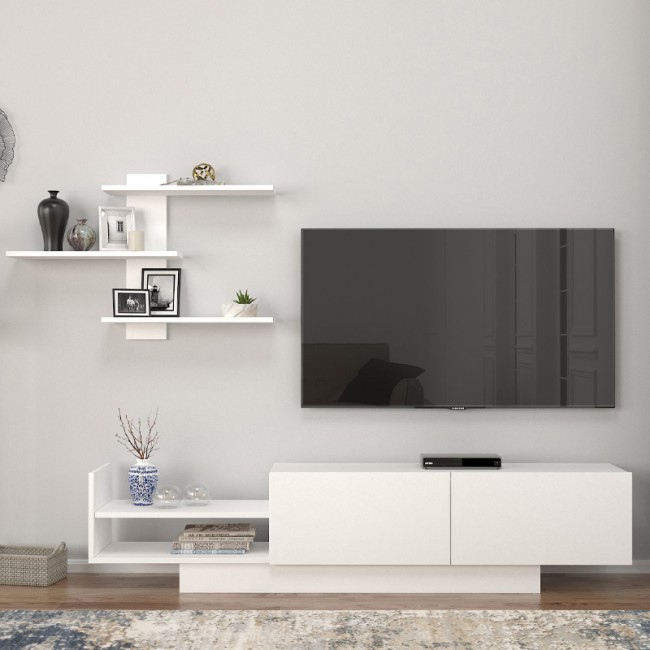 Σύνθεση τηλεόρασης Egemen Megapap χρώμα λευκό 180x32x40εκ.