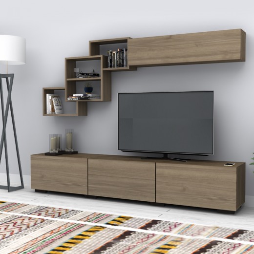 Σύνθεση τηλεόρασης Free Megapap χρώμα καρυδί 210x35x38εκ. Σύνθεση τηλεόρασης Free Megapap χρώμα καρυδί 210x35x38εκ.