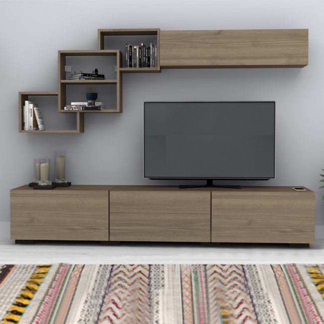 Σύνθεση τηλεόρασης Free Megapap χρώμα καρυδί 210x35x38εκ. Σύνθεση τηλεόρασης Free Megapap χρώμα καρυδί 210x35x38εκ.