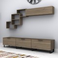 Σύνθεση τηλεόρασης Heydar Megapap χρώμα καρυδί 210x35x40εκ.
