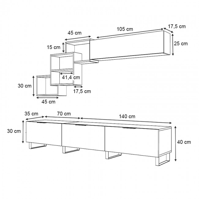 Σύνθεση τηλεόρασης Heydar Megapap χρώμα καρυδί 210x35x40εκ.