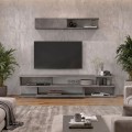 Σύνθεση τηλεόρασης Manet Megapap με LED χρώμα γκρι σκυροδέματος 180x29,5x39εκ.