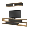 Σύνθεση τηλεόρασης Manet Megapap με LED χρώμα sepet oak - ανθρακί 180x29,5x39εκ.