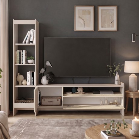 Norvic Megapap melamine tv unit in sandstone - travertine color 175.4x29.6x150cm.