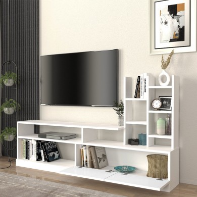 Pesaro Megapap melamine TV unit in white color 165x25x91,3cm.