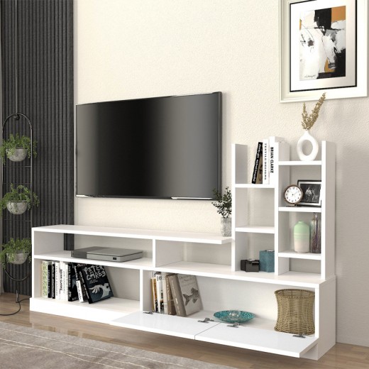Σύνθεση τηλεόρασης Pesaro Megapap χρώμα λευκό 165x25x91,3εκ.