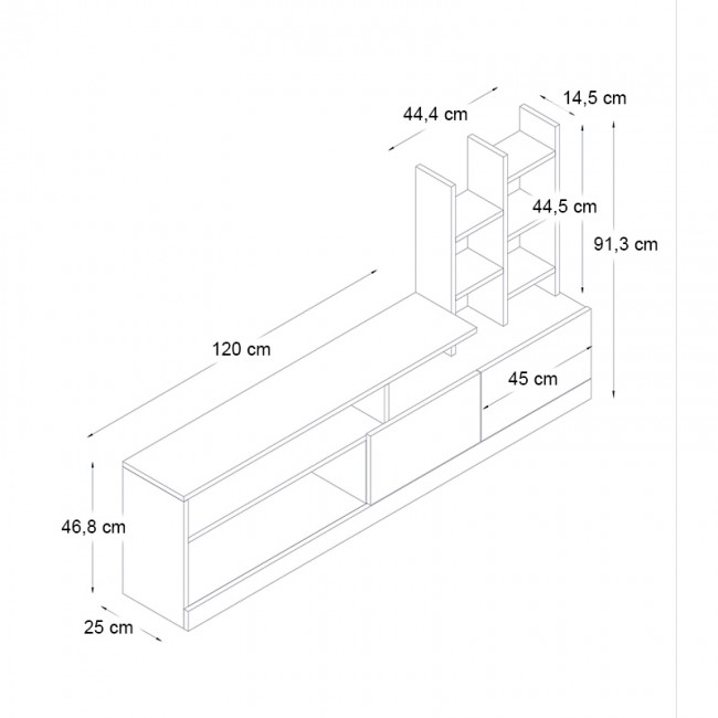 Σύνθεση τηλεόρασης Pesaro Megapap χρώμα λευκό 165x25x91,3εκ.