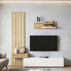 Σύνθεση τηλεόρασης Rosaline Megapap χρώμα λευκό - sepet oak 183x31,3x196,9εκ. Σύνθεση τηλεόρασης Rosaline Megapap χρώμα λευκό - sepet oak 183x31,3x196,9εκ.