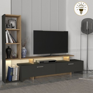 Simal Megapap  melamine TV unit with LED in anthracite - sepet oak color 168,2x31,3x120cm.