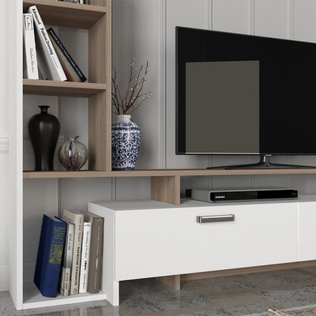Simal Megapap  melamine TV unit with LED in white - cordoba color 168,2x31,3x120cm.
