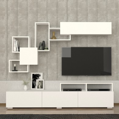 Σύνθεση τηλεόρασης Stamatia Megapap χρώμα λευκό 210x36,8x46,8εκ.