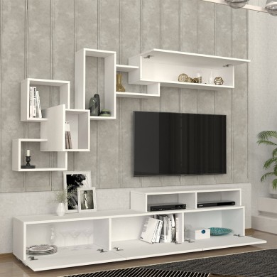 Σύνθεση τηλεόρασης Stamatia Megapap χρώμα λευκό 210x36,8x46,8εκ.