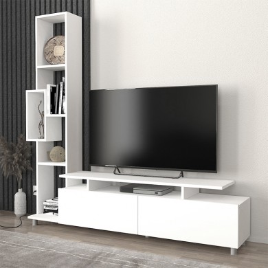 Tulip Megapap melamine TV unit in white color 160x29x160cm.