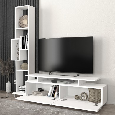 Tulip Megapap melamine TV unit in white color 160x29x160cm.
