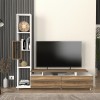 Σύνθεση τηλεόρασης Tulip Megapap χρώμα λευκό - καρυδί 160x29,5x160εκ.