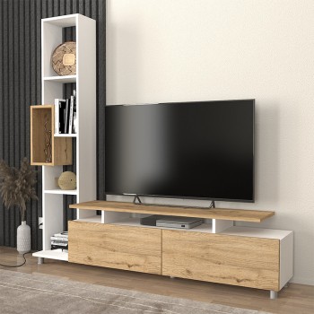 Σύνθεση τηλεόρασης Tulip Megapap χρώμα λευκό - sepet oak 160x29,5x160εκ. Σύνθεση τηλεόρασης Tulip Megapap χρώμα λευκό - sepet oak 160x29,5x160εκ.
