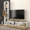 Tulip Megapap melamine TV unit in white - sepet oak color 160x29x160cm.