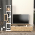 Tulip Megapap melamine TV unit in white - sepet oak color 160x29x160cm.