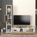 Tulip Megapap melamine TV unit in white - sepet oak color 160x29x160cm.